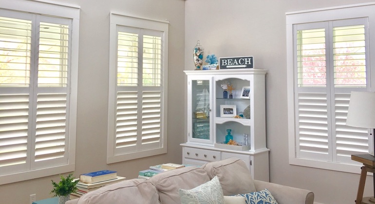 faux wood shutters in Jacksonville great room